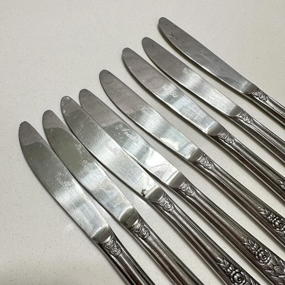 Vintage VERSAILLES Butter Knife Stainless by MSI Japan Flatware Lot of‎ 8 Floral - Picture 5 of 9